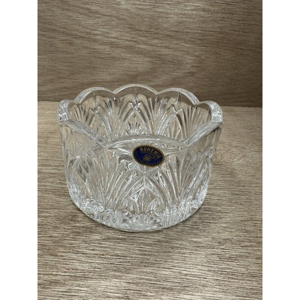 Bohemia Crystal Czech Republic Candy Bowl Gorgeous CUT LEAD CRYSTAL 6”